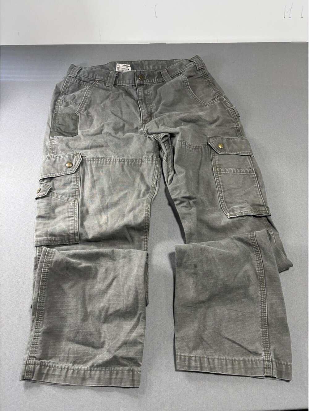 Carhartt Pants Mens 32x34 Cargo Ripstop Relaxed Fit Canvas Utility B342 MOS